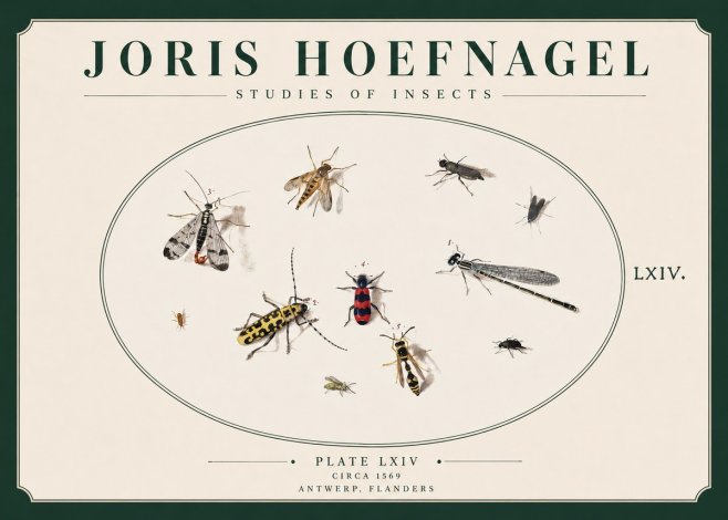 Joris Hoefnagel Studies of Insects - Plate Lxiv No3 - Póster