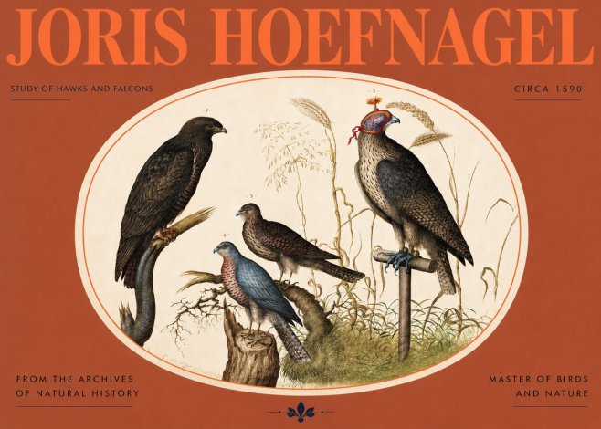 Joris Hoefnagel Studies of Hawks and Falcons No3 - Póster