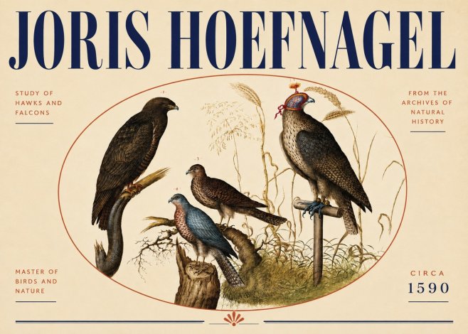 Joris Hoefnagel Studies of Hawks and Falcons No5 - Póster