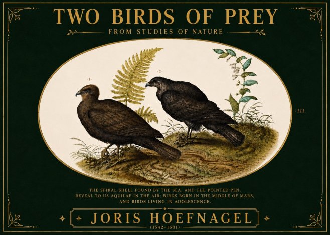 Joris Hoefnagel Two Birds of Prey - from Studies of Nature No6 - Póster