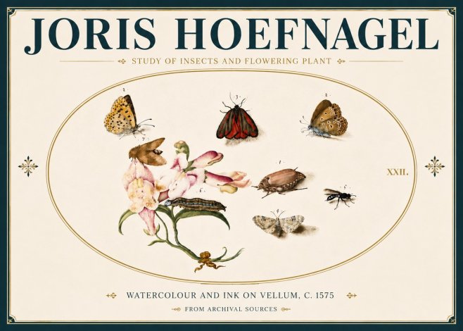 Joris Hoefnagel Study of Insects and Flowering Plant No6 - Póster