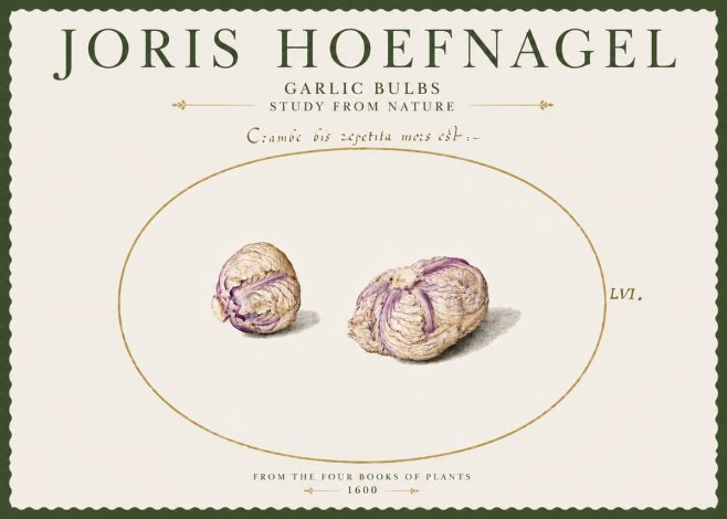 Joris Hoefnagel Garlic Bulbs Study from Nature No4 - Póster