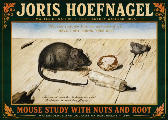 Joris Hoefnagel Mouse Study with Nuts and Root No6 - Póster