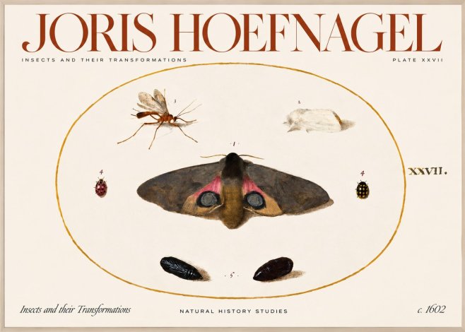 Joris Hoefnagel Insects and Their Transformations - Plate Xxvii No2 - Póster