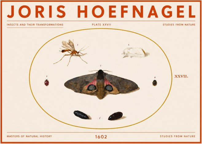 Joris Hoefnagel Insects and Their Transformations - Plate Xxvii No5 - Póster
