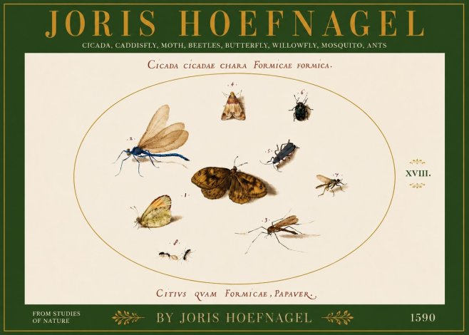 Joris Hoefnagel Cicada Cicadae Chara Formicae Formica. No6 - Póster