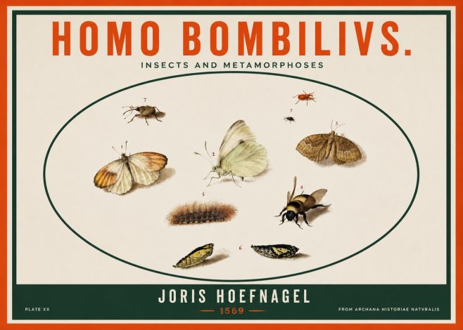 Joris Hoefnagel Homo Bombilivs. Insecta Et Metamorphoses No3 - Póster