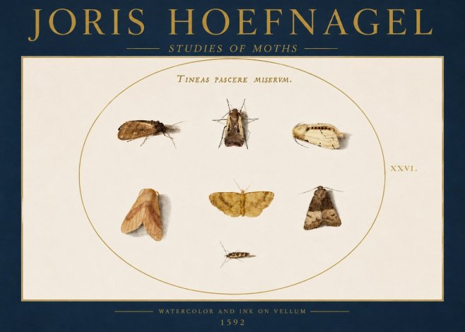 Joris Hoefnagel Studies of Moths II No4 - Póster