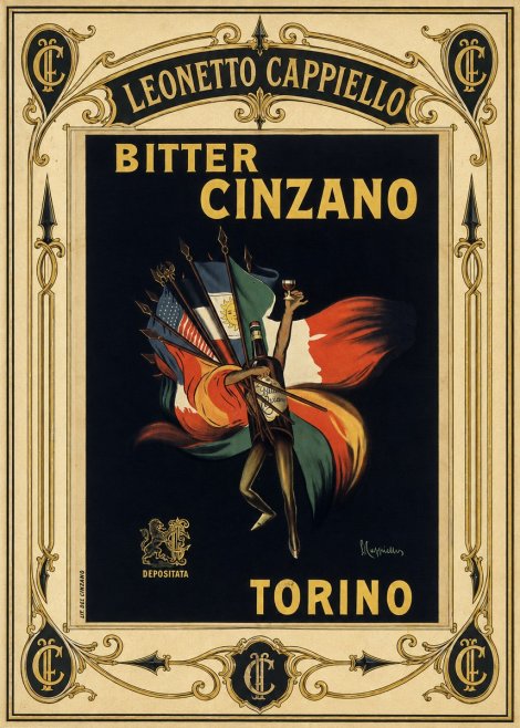 Leonetto Cappiello Bitter Cinzano Torino No4 - Póster