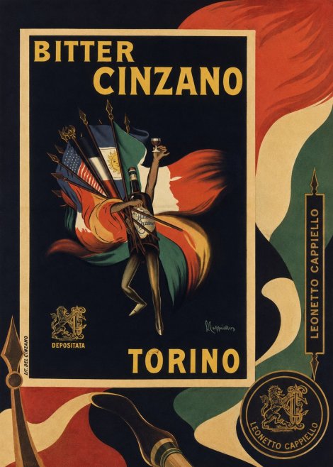 Leonetto Cappiello Bitter Cinzano Torino No6 - Póster