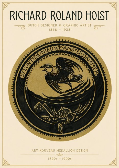 Richard Roland Holst Art Nouveau Medallion Design No3 - Póster