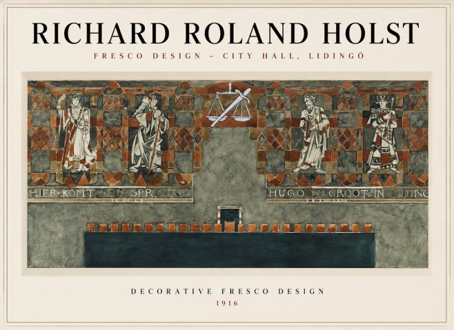 Richard Roland Holst Fresco Design - City Hall, Lidingö No1 - Póster