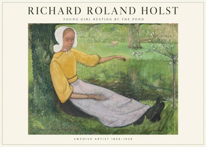 Richard Roland Holst Young Girl Resting by the Pond No1 - Póster