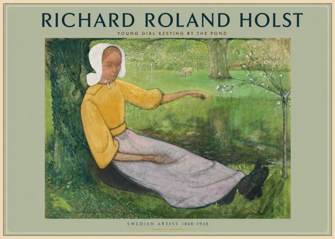 Richard Roland Holst Young Girl Resting by the Pond No2 - Póster