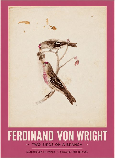 Ferdinand von Wright Two Birds on a Branch No2 - Póster