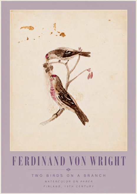 Ferdinand von Wright Two Birds on a Branch No6 - Póster