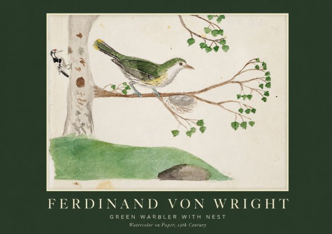 Ferdinand von Wright Green Warbler with Nest No1 - Póster