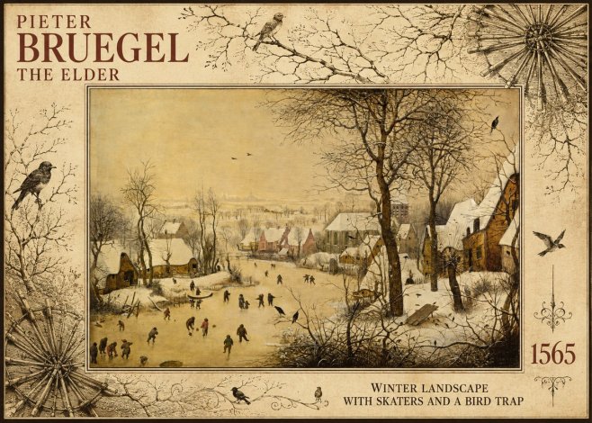 Pieter Bruegel Winter Landscape with Skaters and a Bird Trap No5 - Póster