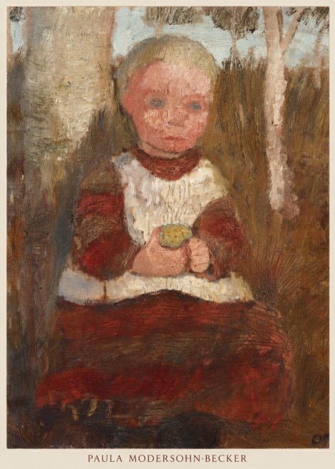 Paula Modersohn-Becker Sitzendes Kind an Einer Birke (Kind Mit Frucht) No6 - Póster