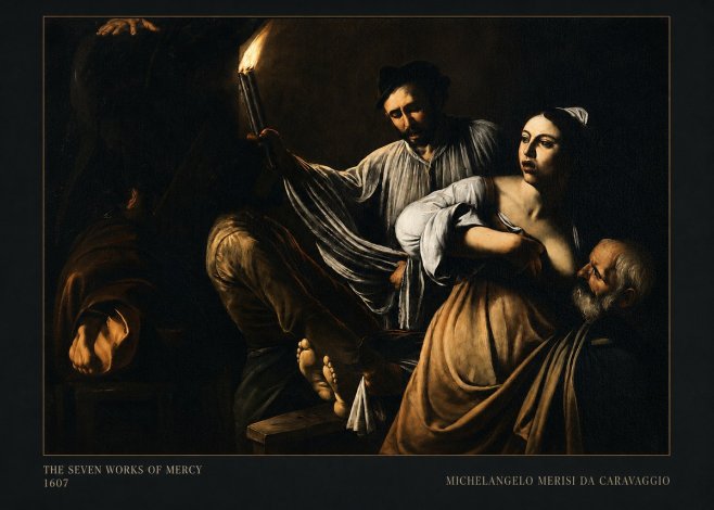 Michelangelo Merisi da Caravaggio The Seven Works of Mercy III No5 - Póster