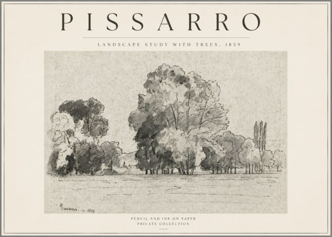 Pissarro Landscape Study with Trees No3 - Póster
