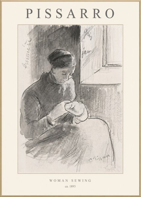 Pissarro Woman Sewing No1 - Póster