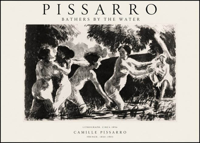 Pissarro Bathers by the Water No1 - Póster