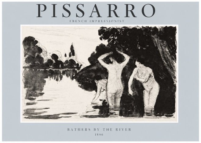 Pissarro Bathers by the River No2 - Póster