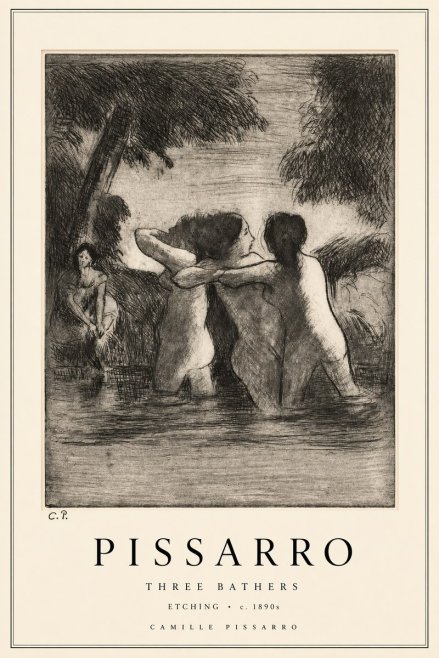 Pissarro Three Bathers No2 - Póster
