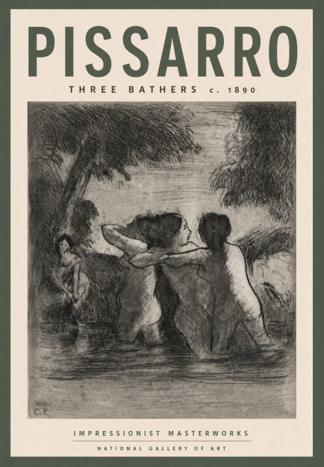 Pissarro Three Bathers No3 - Póster