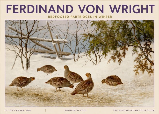 Ferdinand von Wright Redfooted Partridges in Winter No4 - Póster