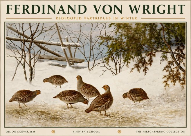 Ferdinand von Wright Redfooted Partridges in Winter No6 - Póster
