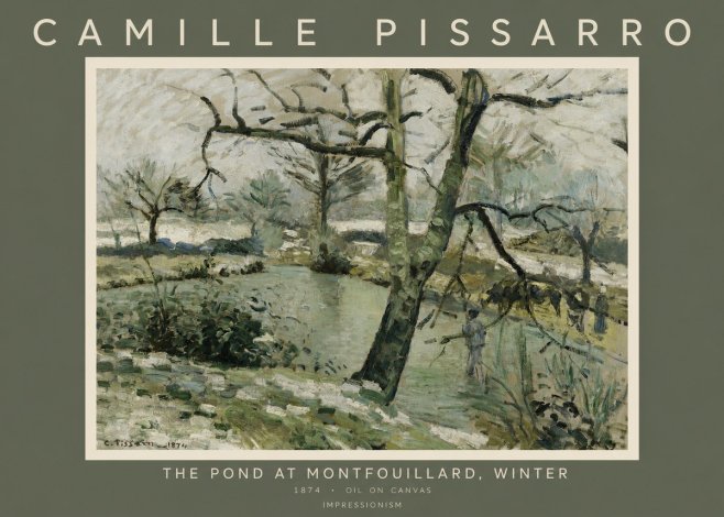Pissarro The Pond at Montfoucault, Winter No2 - Póster