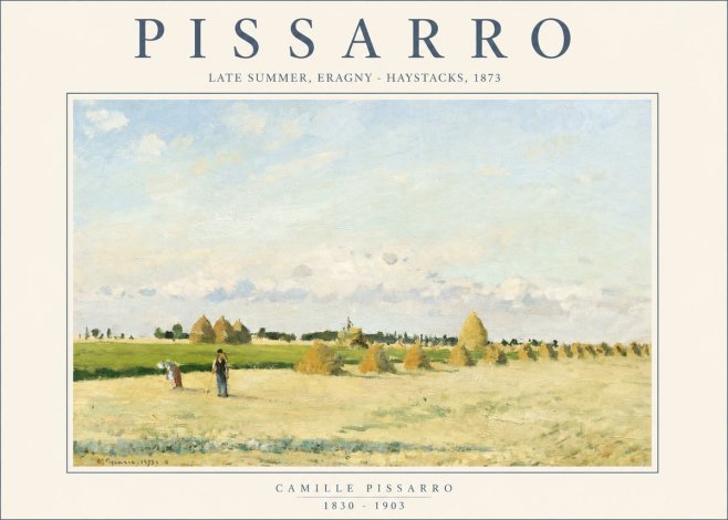 Pissarro Landscape with Haystacks, 1873 No2 - Póster