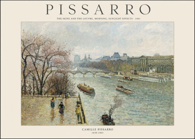 Pissarro The Seine and the Louvre, Morning, Sunlight Effects - 1901 No1 - Póster
