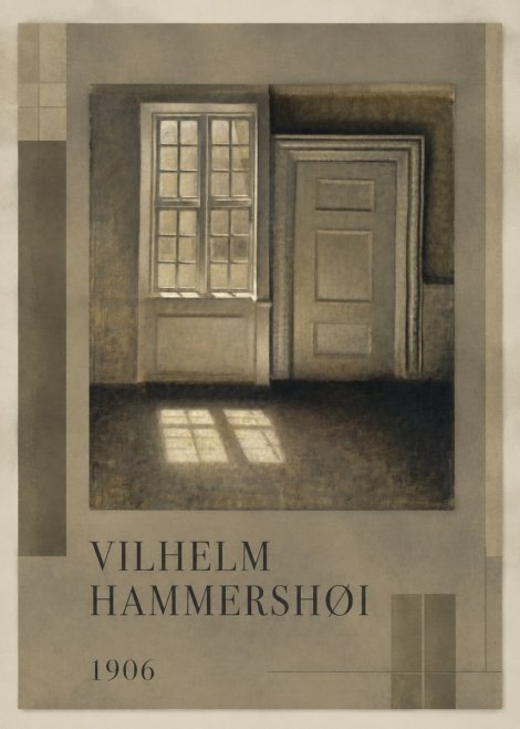 Vilhelm Hammershøi Interior. Sunlight on the Floor No3 - Póster