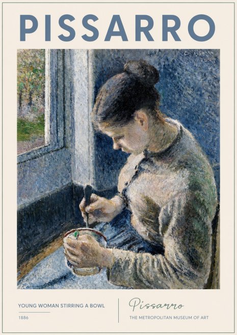 Pissarro Young Woman Stirring a Bowl No2 - Póster