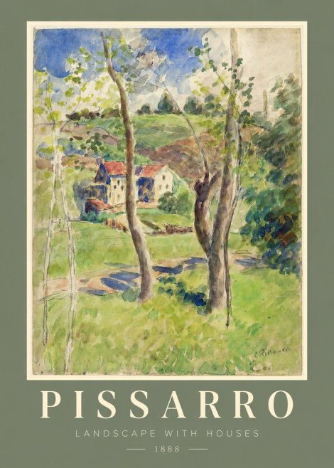 Pissarro Landscape with Houses No2 - Póster
