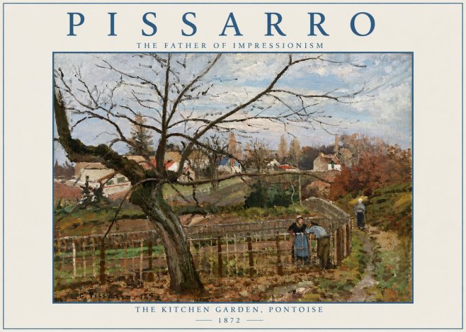 Pissarro The Kitchen Garden, Pontoise No3 - Póster