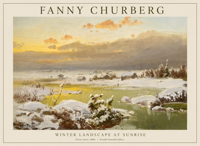 Fanny Churberg Winter Landscape at Sunrise No1 - Póster