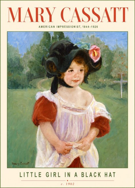 Mary Cassatt Little Girl in a Black Hat No2 - Póster