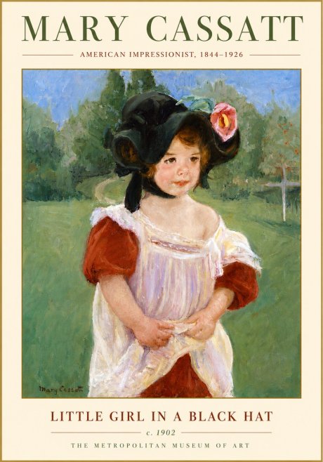 Mary Cassatt Little Girl in a Black Hat No4 - Póster