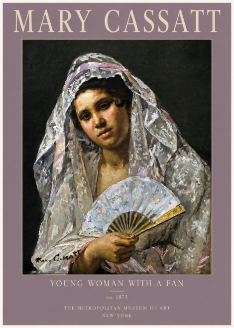 Mary Cassatt Young Woman with a Fan II No2 - Póster