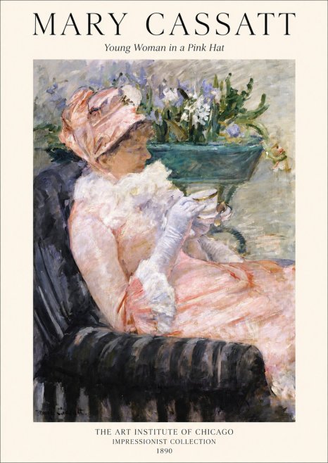 Mary Cassatt Young Woman in a Pink Hat No1 - Póster