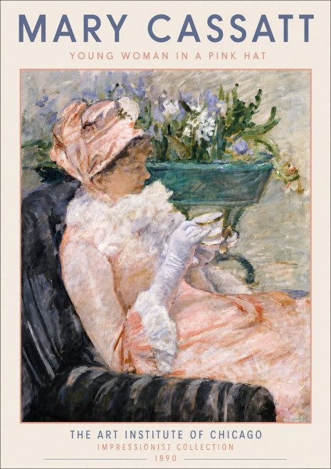 Mary Cassatt Young Woman in a Pink Hat No4 - Póster
