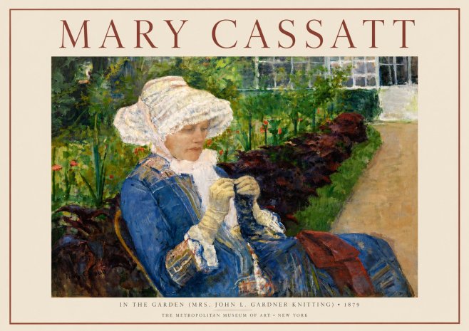 Mary Cassatt In the Garden (Mrs. John L. Gardner Knitting) No3 - Póster