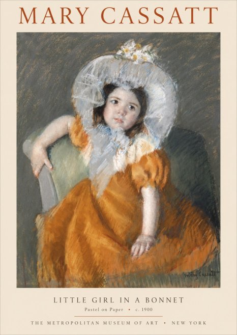 Mary Cassatt Little Girl in a Bonnet No1 - Póster