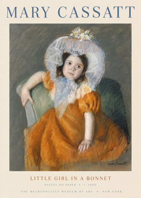 Mary Cassatt Little Girl in a Bonnet No4 - Póster