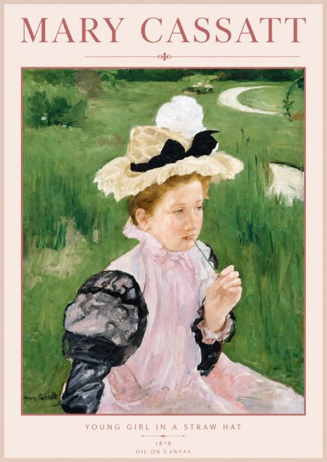 Mary Cassatt Young Girl in a Straw Hat No6 - Póster