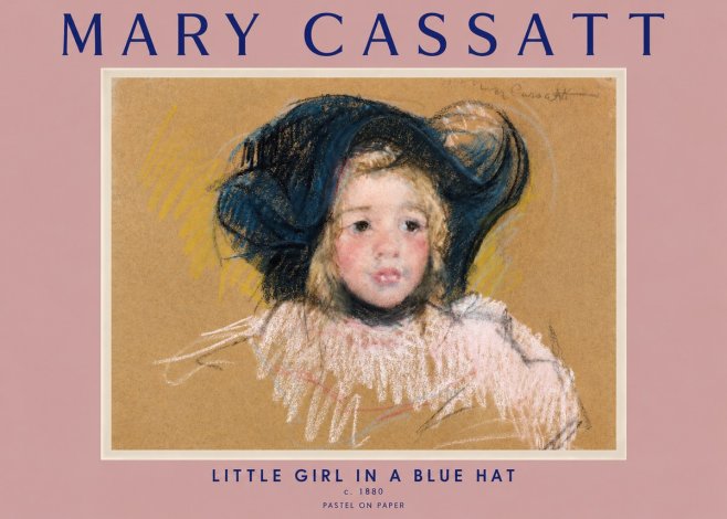 Mary Cassatt Little Girl in a Blue Hat No2 - Póster